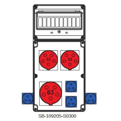 Rozdzielnica 5x63A 2x5x32A 4x3x16A INA=63A IP54 SB-109205-S0300-54