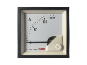 Amperomierz analogowy panelowy AC zakres 0 → 10 (Input) A, 0 → 200 (Scale) A, 100/5 (CT) A wysokość
