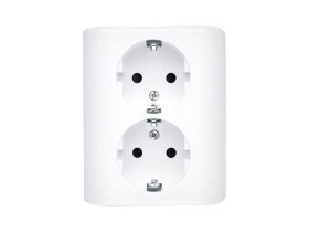 SIMON 54 Gniazdo podwójne z uziemieniem schuko z przesłonami torów prądowych wersja skandynawska szybkozłącza białe EGSZ2SPZ/11