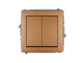 DECO Wyłącznik 2-biegunowy zwierny przycisk (dwa klawisze bez piktogramów osobne zasilanie) złoty metalik 8DWP-44.2 KARLIK