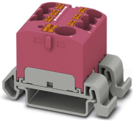 Distribution block, push-in connection, 0.2-6.0 mm², 7 pole, 32 A, 6 kV, pink, 3273741