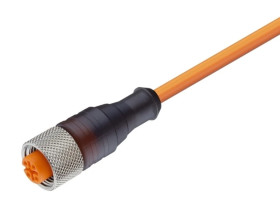 Kabel konfekcjonowany jednostronnie M12 5-pinowy złącze żeńskie proste z gwintem samoblokującym PVC pomarańczowy RKT 5-56/2 M