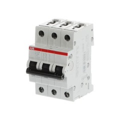 Wyłącznik nadprądowy MCB, Typ K, 3-biegunowy, 4A, 400V, 125V, ABB, S200M
