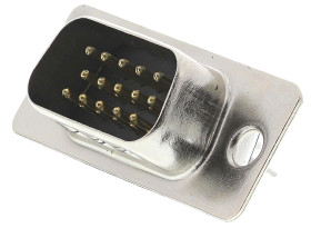 Złącze D-Sub 15-pinowe Męski Proste Montaż na panelu raster 2.29mm Złoto na niklu