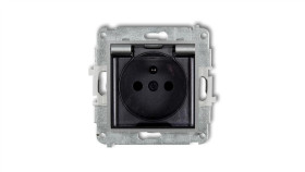 Mini Gniazdo Bryzgoszczelne Z/U Ip44 Z Przesłonami Klapka Dymna Srebrny...