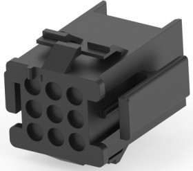 Socket housing, 9 pole, pitch 4.2 mm, straight, black, 1-640511-0