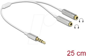 65576 3.5"mm 4-pin jack plug to 2x socket, white, 0.25 m