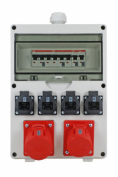 Listwa zasilająca, 16A, 230 → 400 V, 6 wtykowa CEE 400 V-32 A Typ F - niemieckie Schuko