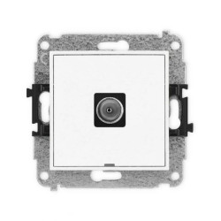 MINI Mechanizm gniazda antenowego pojedynczego TV, bez pola opisowego biały mat 25MGTVBO-1