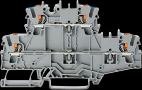 2202-2703 Double decker terminal block, with push button, L/N, blue printe