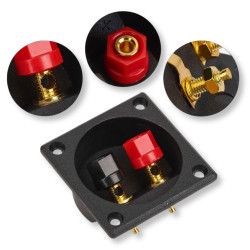 Terminal głośnikowy Audio okrągły pozłacane złącza śrubowe bananowe 49mm