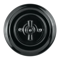 Włącznik światła schodowy obrotowy z ramką, ceramiczny, montaż podtynkowy, kolor czarny Ceramic Loft