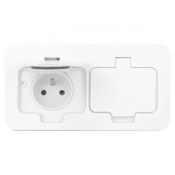Hermetyczne gniazdo elektryczne podwójne, prostokątne, IP55, 2x2P+Z(French), białe,OR-GM-9047/W