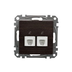 Gniazdo telefoniczne podwójne RJ11, wenge, efekt drewna, Sedna Design i Elements SDD181492
