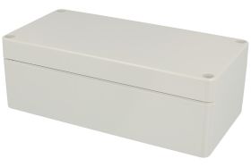 Obudowa; uniwersalna; G258-IP67; poliwęglan; 160mm; 80mm; 55mm; IP67; jasnoszary; z tulejkami mosiężnymi; z uszczelką wylewaną;
