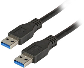 USB 3.0 connection cable, USB plug type A to USB plug type A, 1 m, black, K5210SW.1