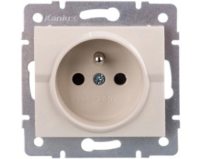 LOGI Gniazdo pojedyncze 2P+Z z przesłoną styków śrubowe 16A 250V Kremowy 25149