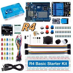 UNOR4 z płytką podstawową WiFi Basic Start Zestaw dla początkujących 830 Płytka stykowa LED Potencjometry Wyświetlacz OLED SR-50