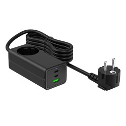 Ładowarka sieciowa Akyga 65W 2xUSB-C USB-A PD GaN 5-20V / 1.5-4.5A + gniazdo AC