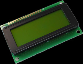 LCD display, 20 x 4 character, STN yellow/green, viewing area: 60 x 22 mm, DEM 20488 SYH-PY