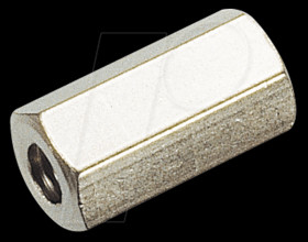 Spacers, metal, 6-edge, M4, 15 mm