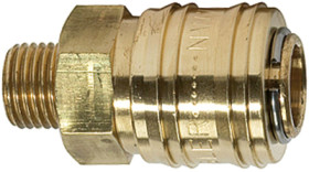 Quick-release coupling, L 39 mm, 35 bar, brass, for plastics processing, food, pharmaceutical or electronics industry, 115612