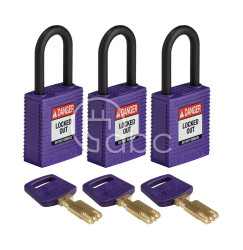 Kłódka LOTO SafeKey nylonowa, szekla 38 mm, fioletowa (3 szt.), 150353