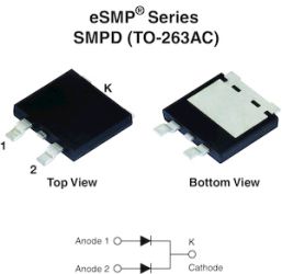 V10D45C Dual Low-Voltage TMBS&#174; (Trench MOS Barrier Schottky) Rectifier Ultra Low VF = 0.34 V at IF = 2.5 A