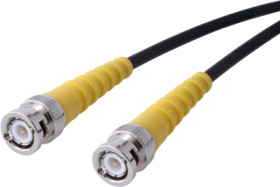 Coaxial cable, BNC plug (straight) to BNC plug (straight), 50 Ω, RG-58C/U, grommet yellow, 250 mm, C-00461-0.25M