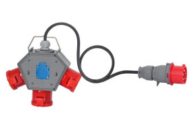 Rozdzielnica POLYBOX - gniazda 3x32A 5p, 230V, przewód OPD 5x4mm2 - 3m z wtyczką 32A 5p