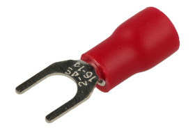Końcówka; M4; 0,5÷1,5mm2; widełkowa; izolowany; 01101-SVS1.25-4; czerwony; proste; na przewód; cynowane; zaciskany