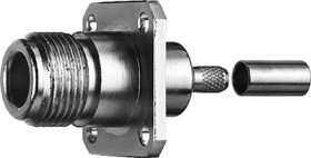 N flange socket 50 Ω, RG-58C/U, crimp connection, straight, 100024012