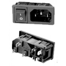 GNIAZDO AC IEC 250V Z WYŁĄCZNIKIEM MONTAŻ DO OBUDOWY MĘSKIE /2772 BOK