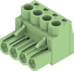 Socket header, 4 pole, pitch 5 mm, straight, green, 1204980000