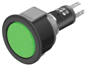 Lampka kontrolna do montażu panelowego 3.2V dc, zielona 16mm LED Czarny EAO