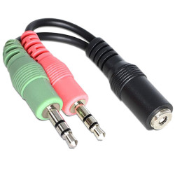 Przejście gn.3,5 4p/2x wt.3,5st. jack złącze adapter słuchawki mikrofon