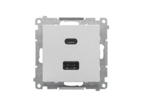 SIMON 55 Ładowarka USB typu C+A Quick Charge 5/9/12V 3.1 A 5V DC 230V aluminium mat TEC2CA.01/143 KONTAKT SIMON