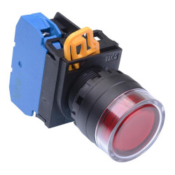YW1L-MF2E10Q4R Red 24V illuminated 22mm Momentary Shrouded Push Button Switch NO IP65 IDEC
