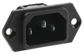 Złącze IEC IEC C14 Montaż na panelu Męski 15A Proste Lutowane Schurter