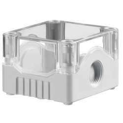 Evatron DE01S-A-TG-0 IP67 ABS Enclosure 2xM20 Grey Base Clear Top 80x73x53mm