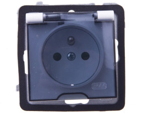 AS Gniazdo bryzgoszczelne z/u IP44 z przesłonami klapka przezroczysta białe GPH-1GZP/m/00/d