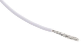 Przewód o podwyższonej odporności PVC Biały, 100m 0,6 mm² 19/0,2 mm, 250 V, -40 → +105C, Ø 1.9mm, RS PRO