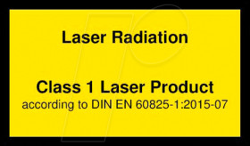 70112696 Laser warning label English DIN EN 60825, class 1, 38x23 mm, yel