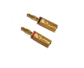 Wtyk bananowy złoty - komplet czerwony+czarny (2szt)