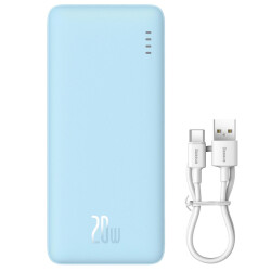 POWERBANK BASEUS 20000mAh 20W Airpow Simple Series, Niebieski, Kabel USB/USB-C 50cm
