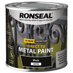 Ronseal 39180 Direct to Metal Paint Black Satin 250ml