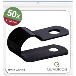 Quadrios 22CA158 Fastener Black P-Shaped Clamp for Cables and Pipes (16mm)