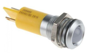 Lampka kontrolna do montażu panelowego, Żółta 14mm LED Chrom Końcówka lutownicza RS PRO