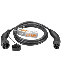 Kabel do ładowania Typu 2, do 22 kW, 7 m, czarny, 61784