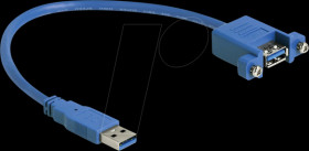86994 USB 3.0 cable, A connector to port, panel-mount, 25 cm